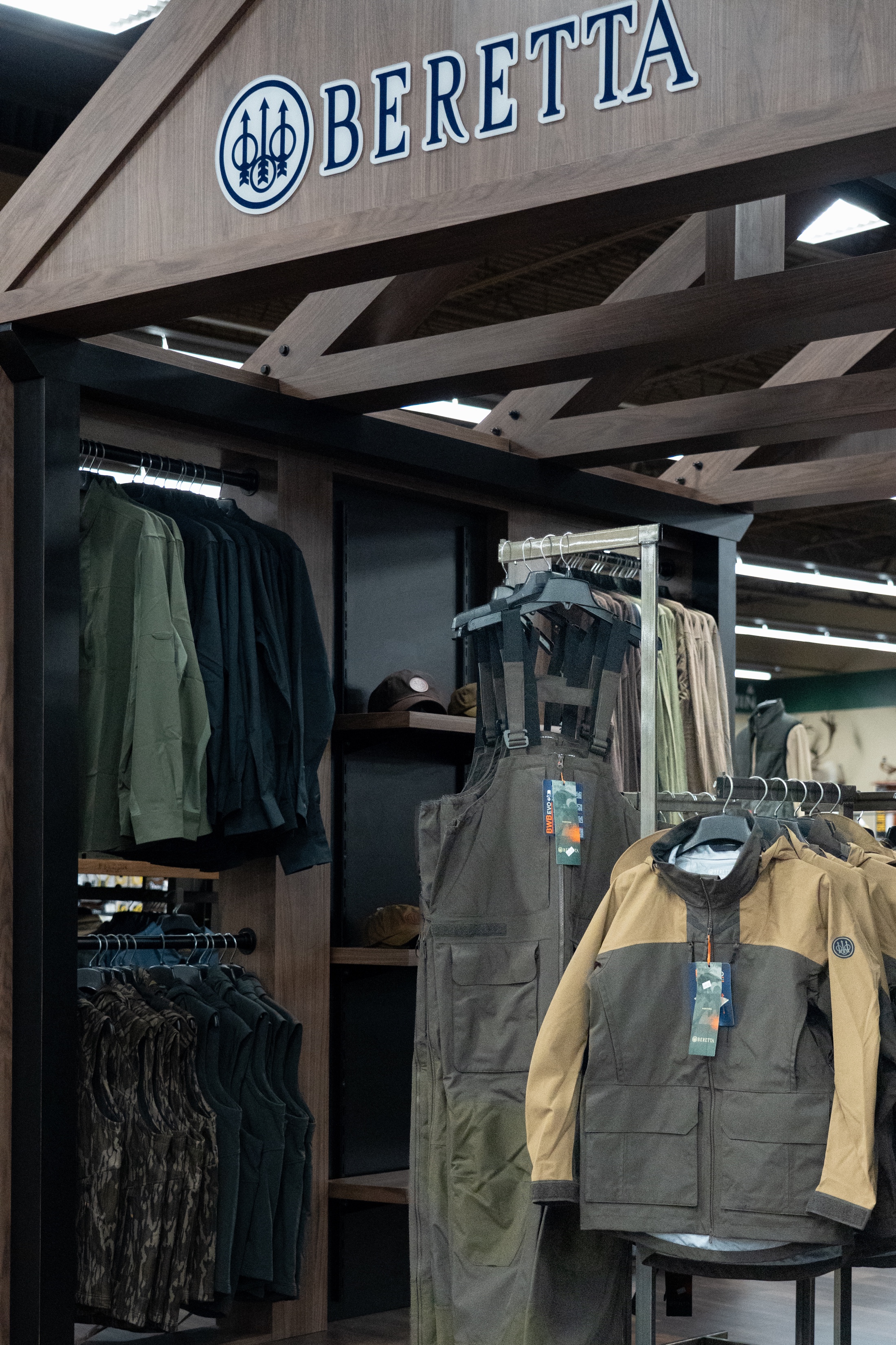 Beretta-branded custom retail fixture at Green Top Sporting Goods